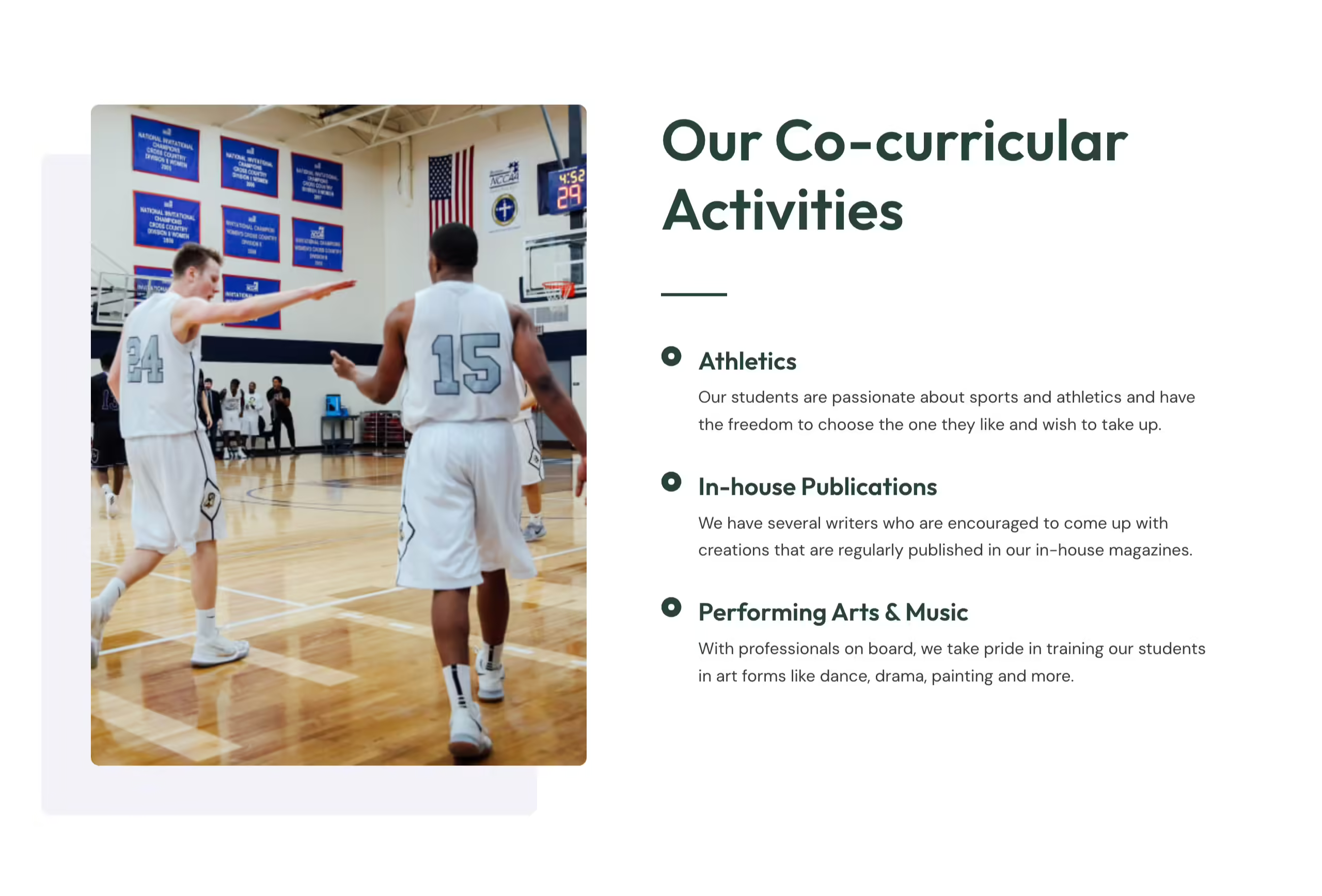 educational site activities section