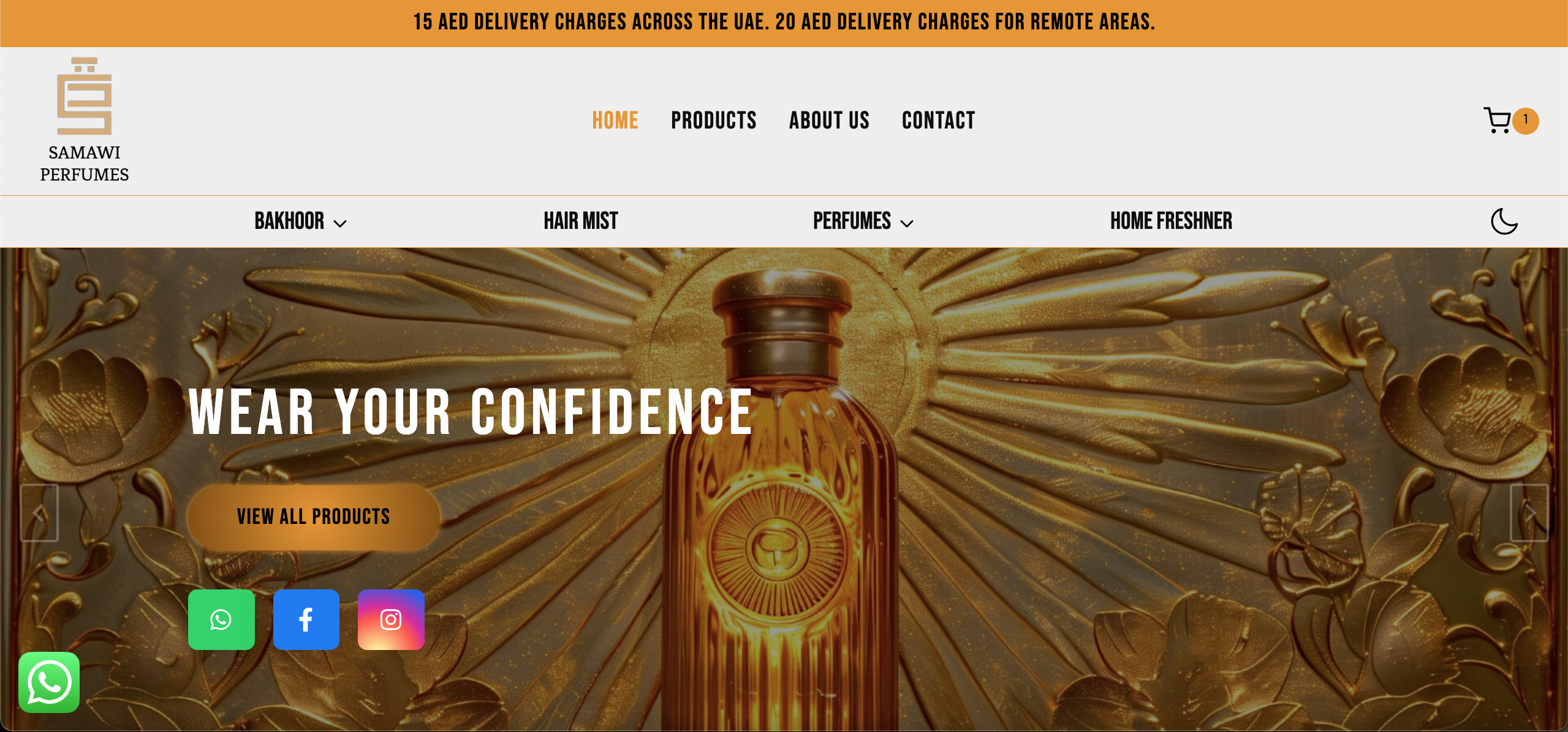 samawi perfumes site hero section